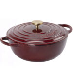 Casserole fonte émaillée bordeaux , gaz , induction  5L anti-adhésive 30cm