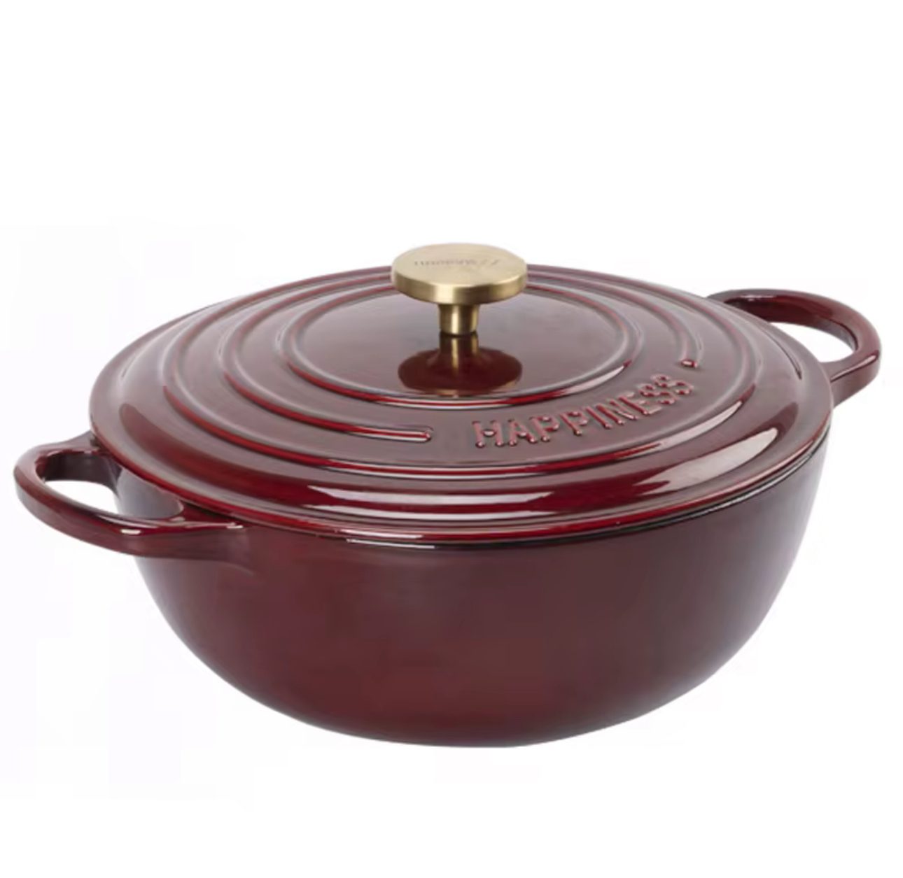 Casserole fonte émaillée bordeaux , gaz , induction 5L anti-adhésive 30cm